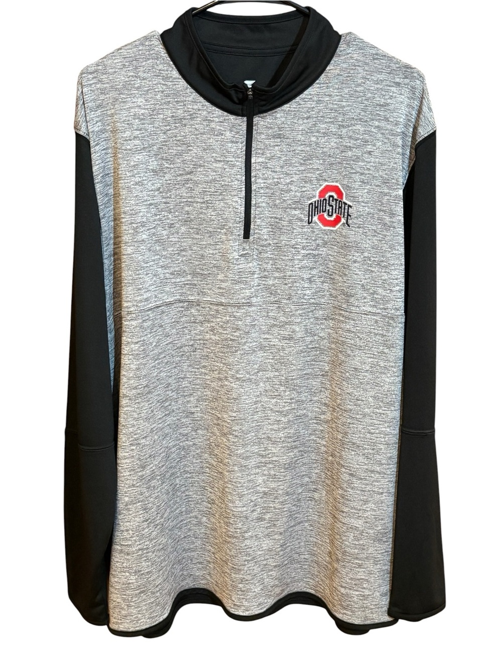 Colosseum Ohio State Quarter-Zip Pullover - Gray & Black with Red Logo XL